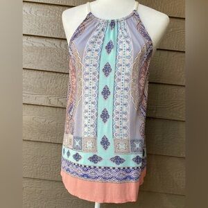 Anthropologie Bohemian Deletta Rope tie Halter Tank top Paisley Print Size Small
